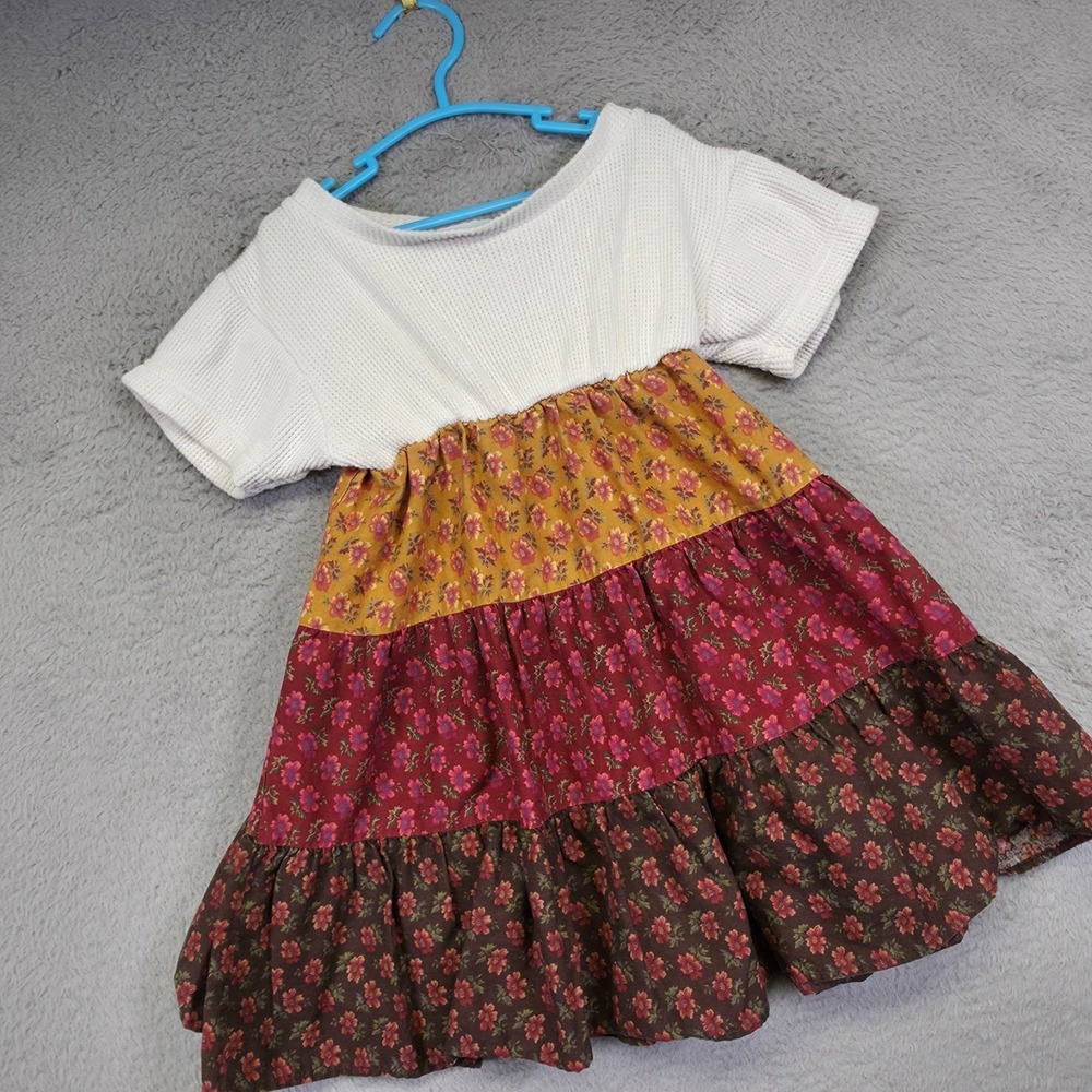 Vintage Washington Square Dress Girls 6 Thermal‎ Top Floral Tiered Patchwork 80s